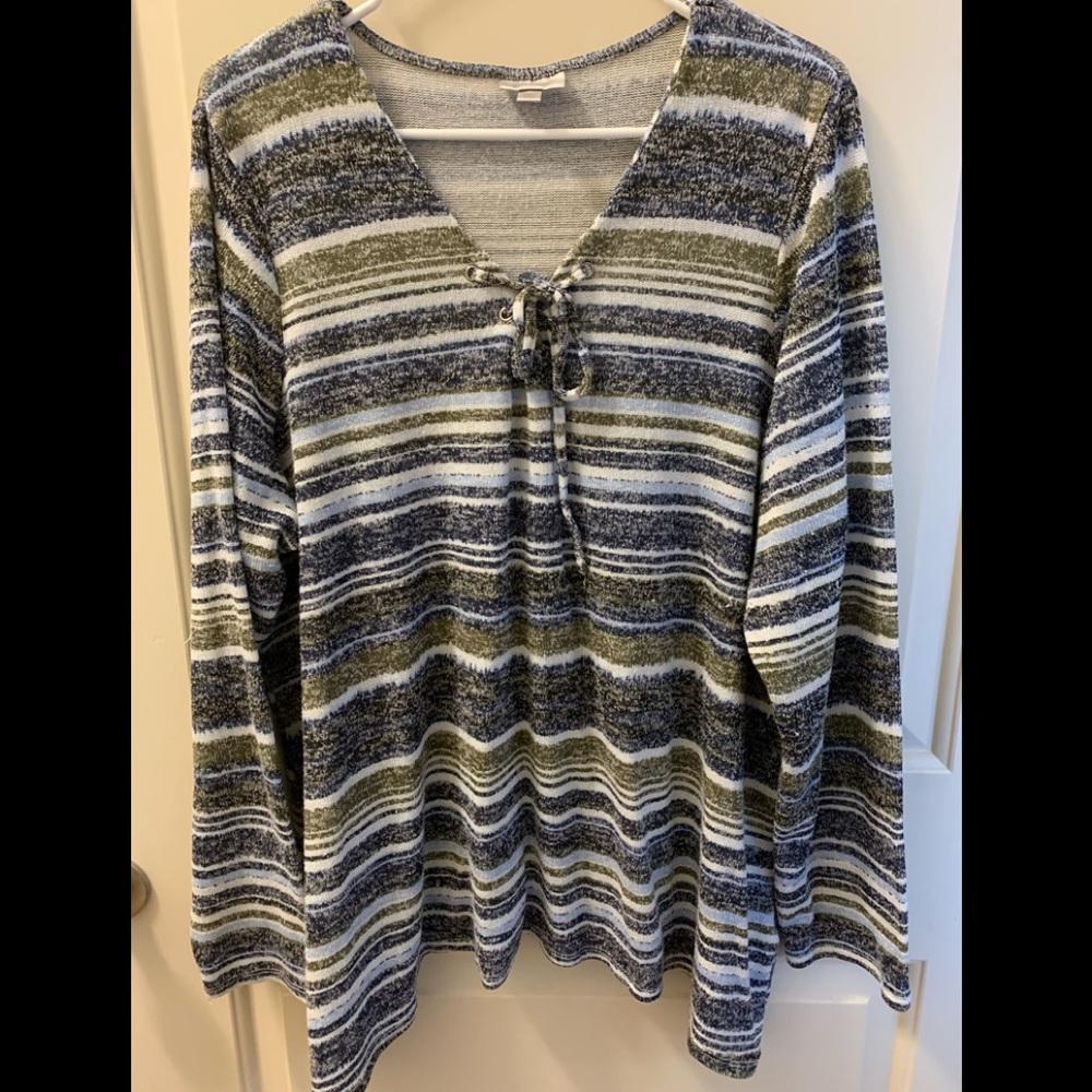 Avenue 22/24 blue and green striped sweater